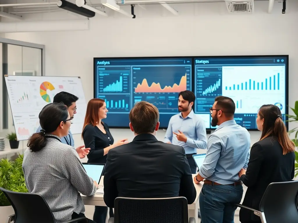 Business architects and consultants collaborating in a modern office.